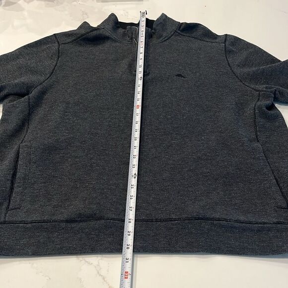 Tommy Bahama Dark Grey LS 1/4 zip Sweater - Picture 3 of 7